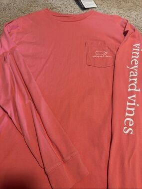 Vineyard Vines Long-Sleeve Pocket Tee in Coral